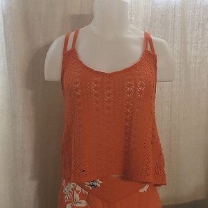 Roxy Orange Knit Tank, Medium, Orange